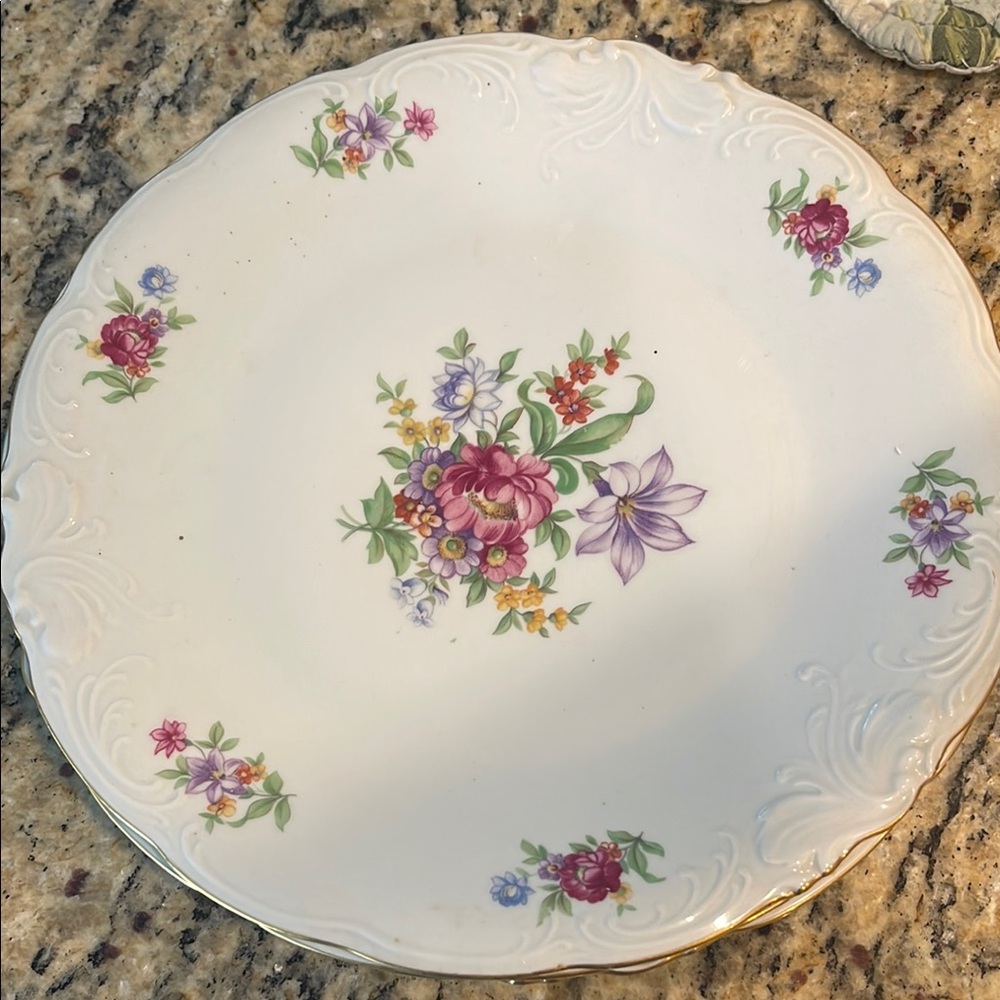 Vintage Wawel China Dinner Plate Meissen Flower Made In Poland Gold Rim x6